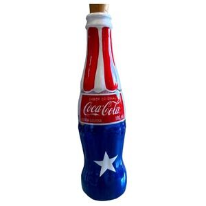 Coca-Cola‎ Puerto Rico Painted Glass Bottle Patriotic Decoration
